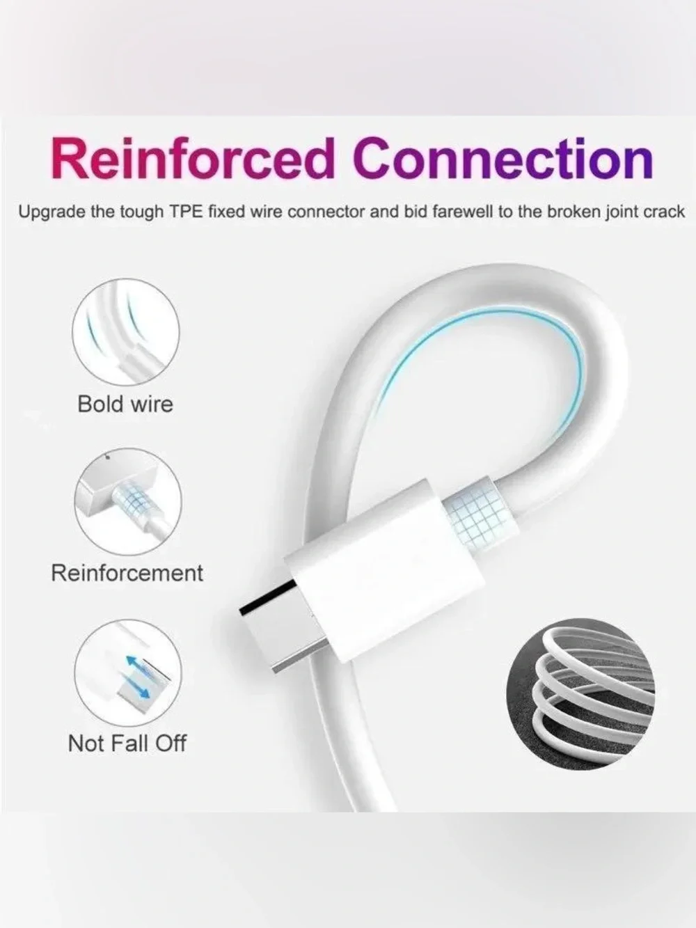 White USB-C to Lightning Fast Charging Cable - Compatible with iPhone